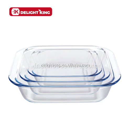 3pcs ensemble de conteneurs de plateaux de cuisson en verre rectangulaires ronds